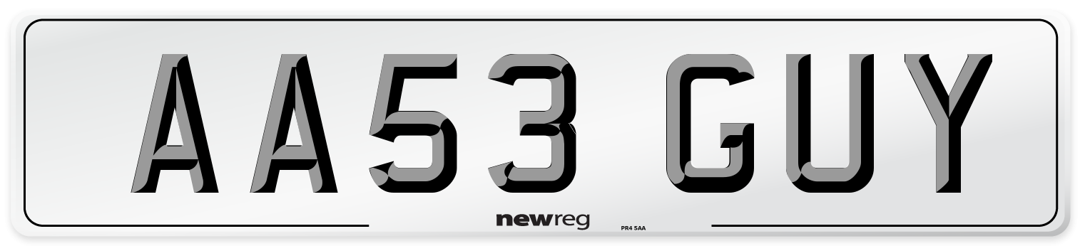 AA53 GUY Number Plate from New Reg